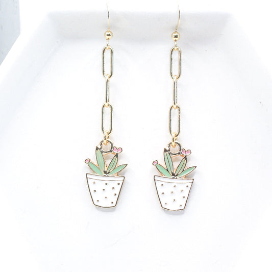 Coastal Potted Succulent Earrings