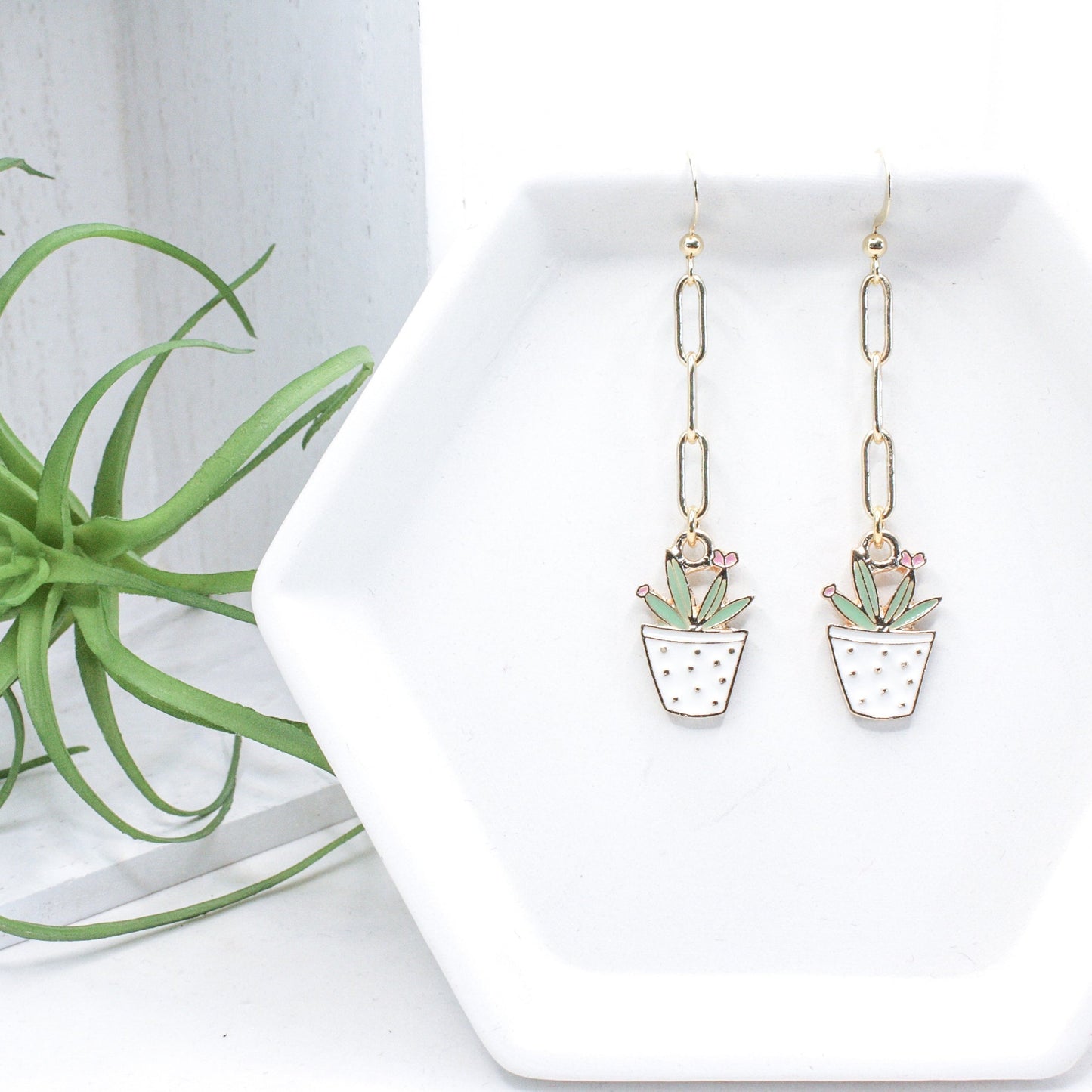 Coastal Potted Succulent Earrings