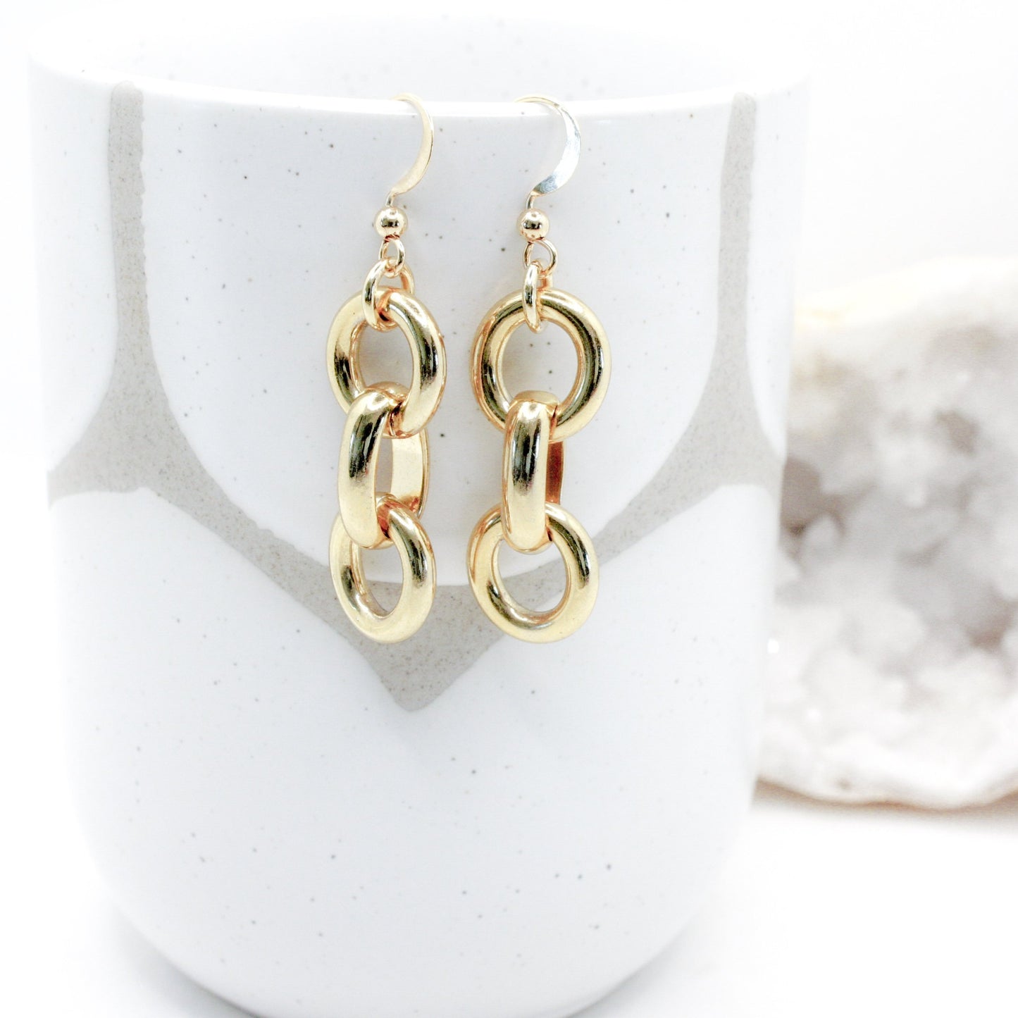 Brazi Simple Gold Link Earrings