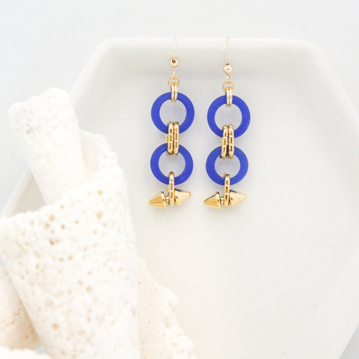 Caldera Glass & Spike Earrings :: 24k Gold Filled