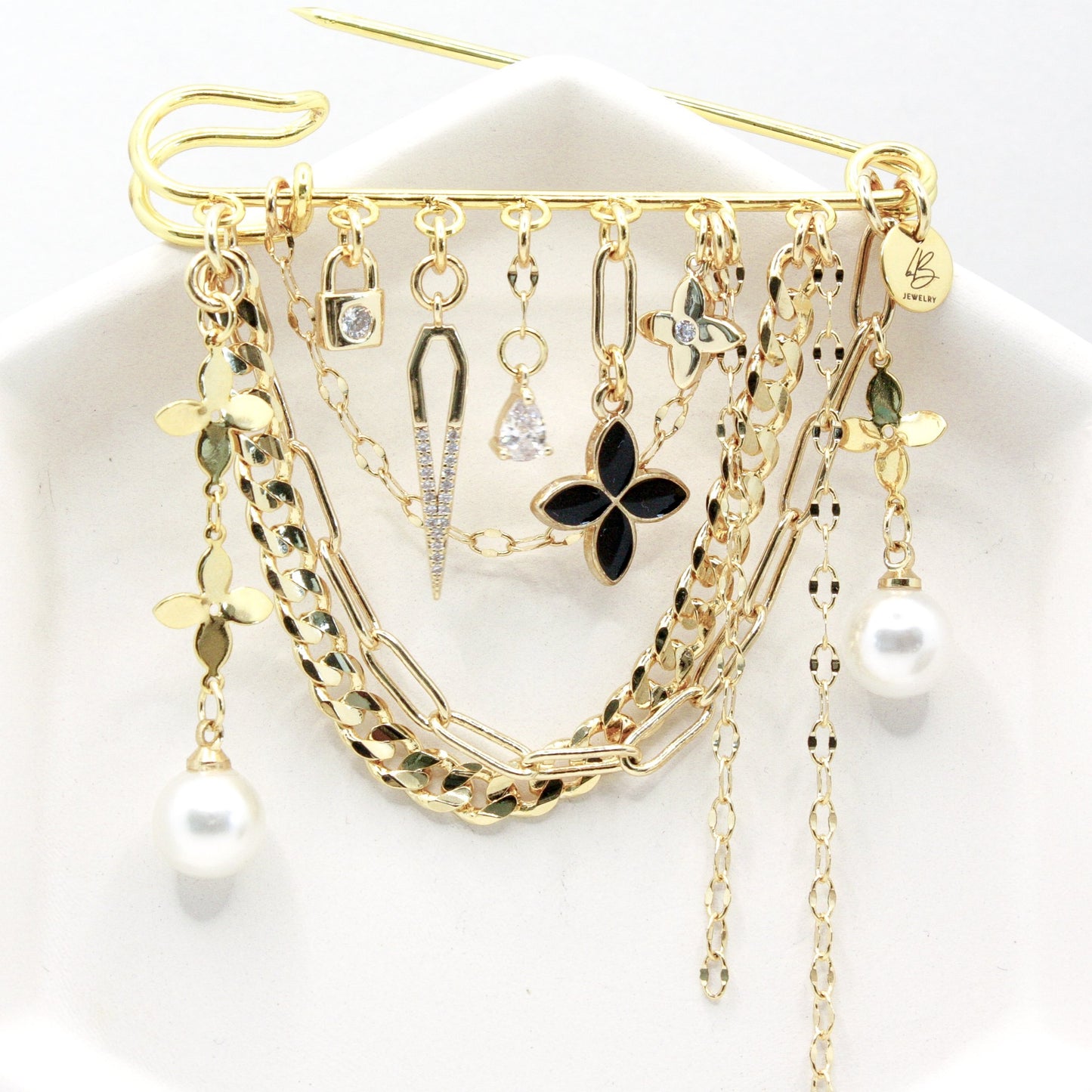 As If! Pin : Chain + Pearl Charm Brooch