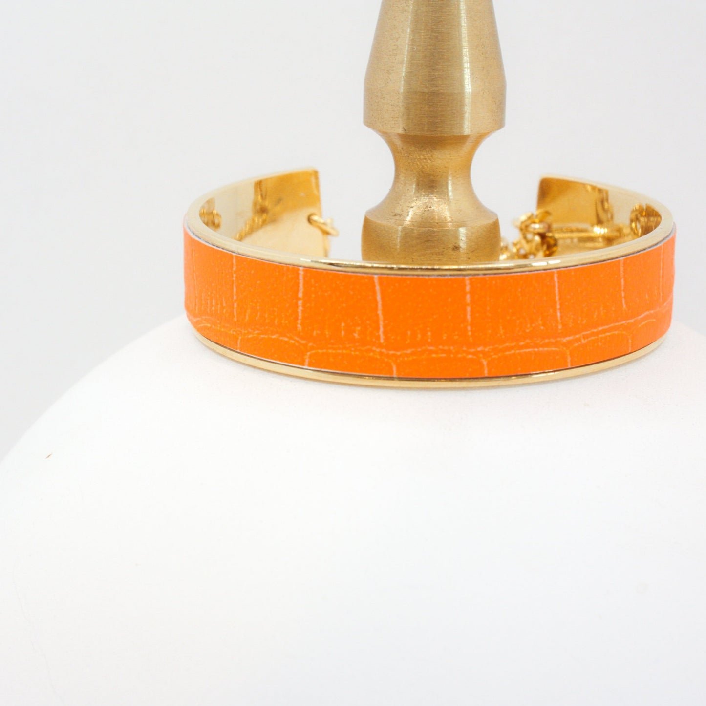 Bijoux Leather & Chain Cuff Bracelet : Neon Orange (1/2")