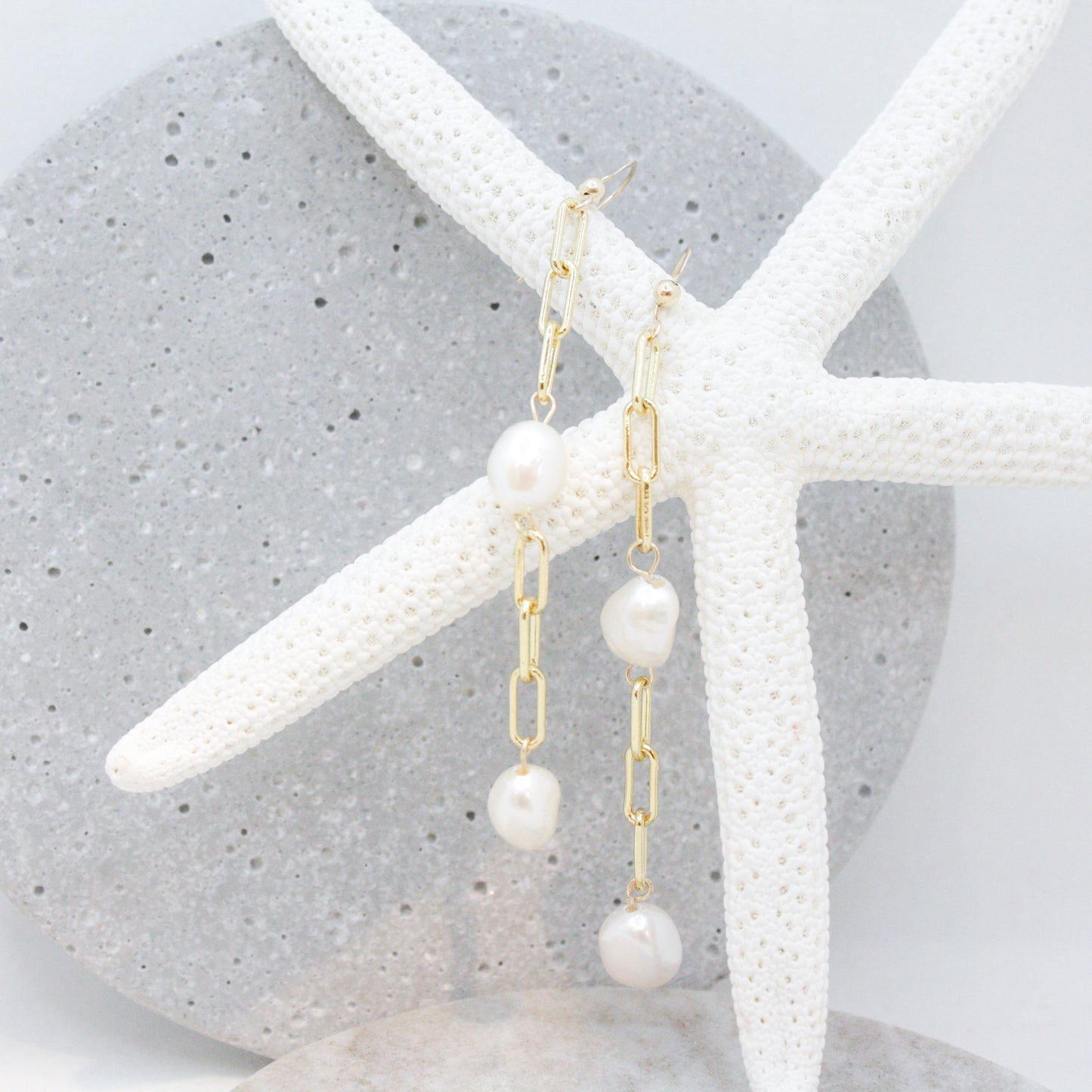 2 Drop Pearl Earrings :: 14k Gold Filled