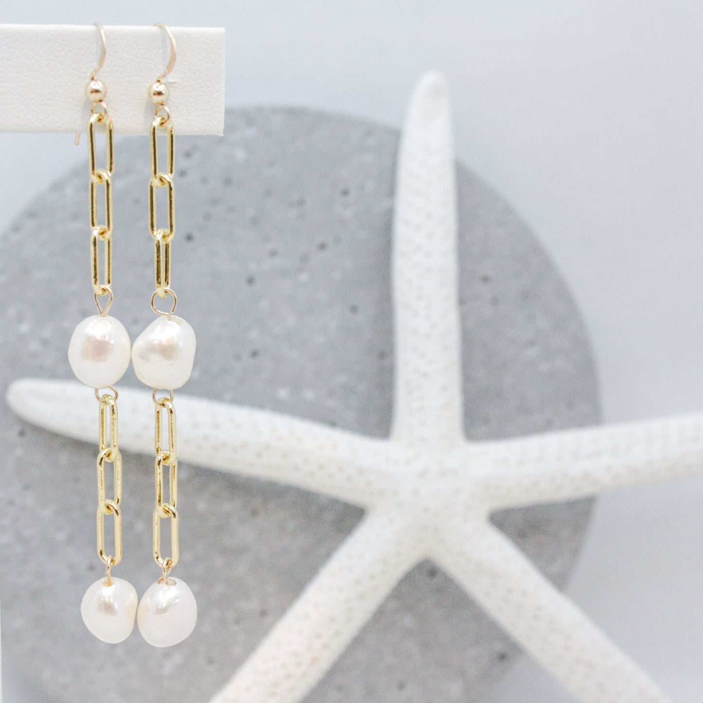 2 Drop Pearl Earrings :: 14k Gold Filled