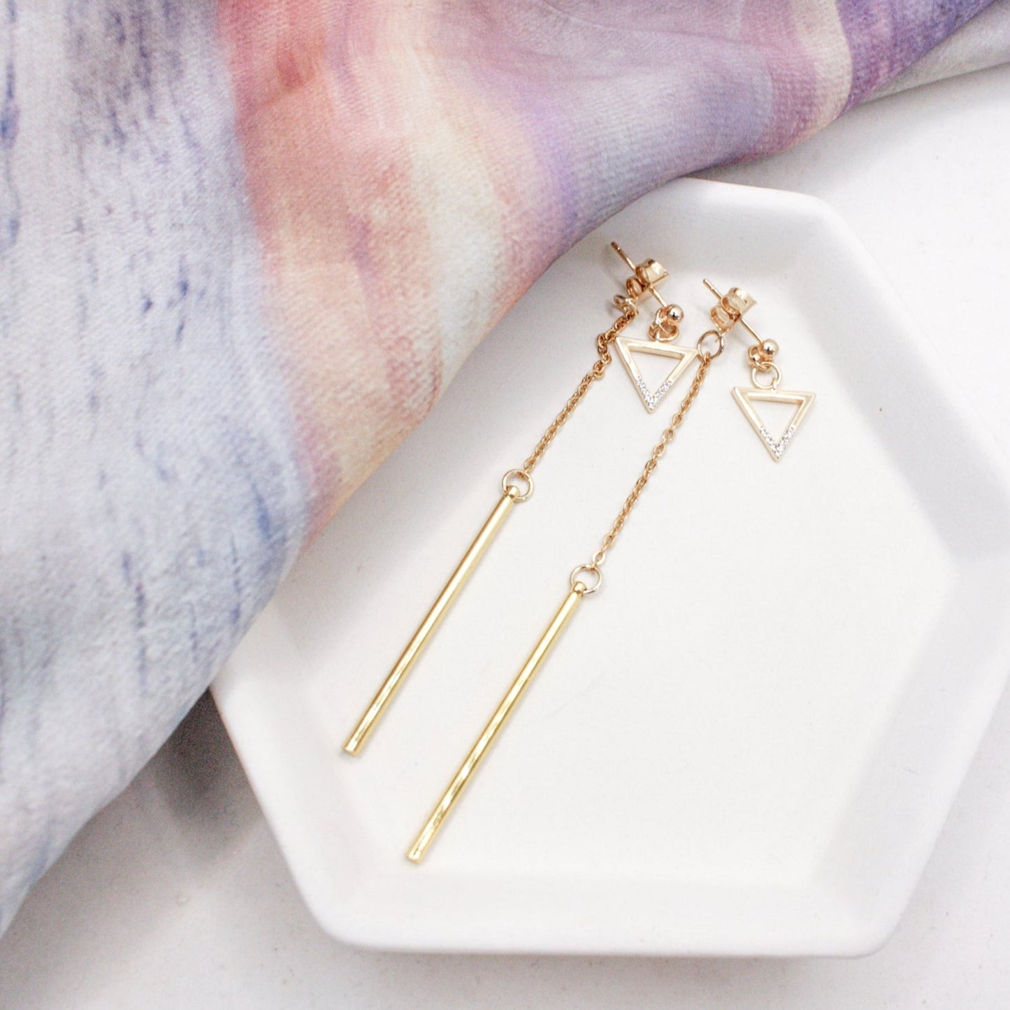 Moonsun Triangle Bar Earrings