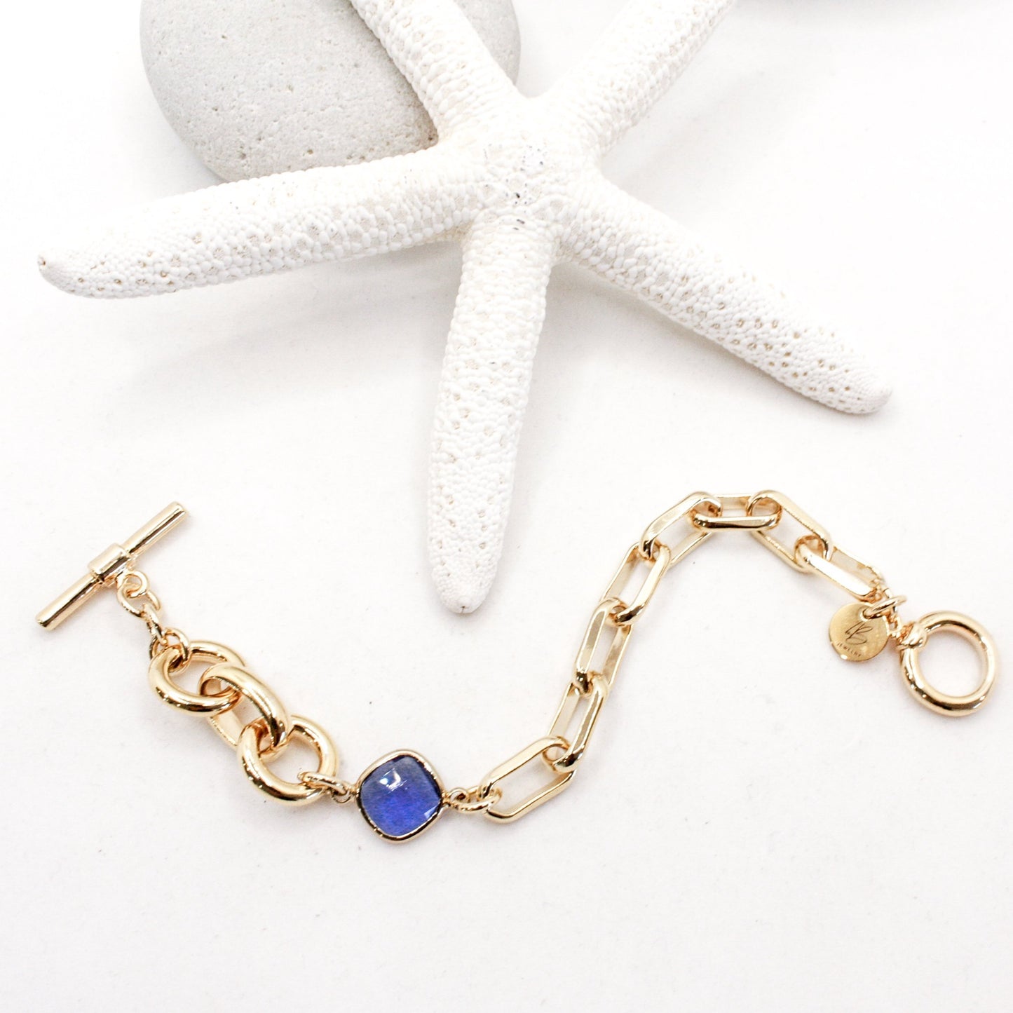 Athena Gemstone Gold Link Bracelet